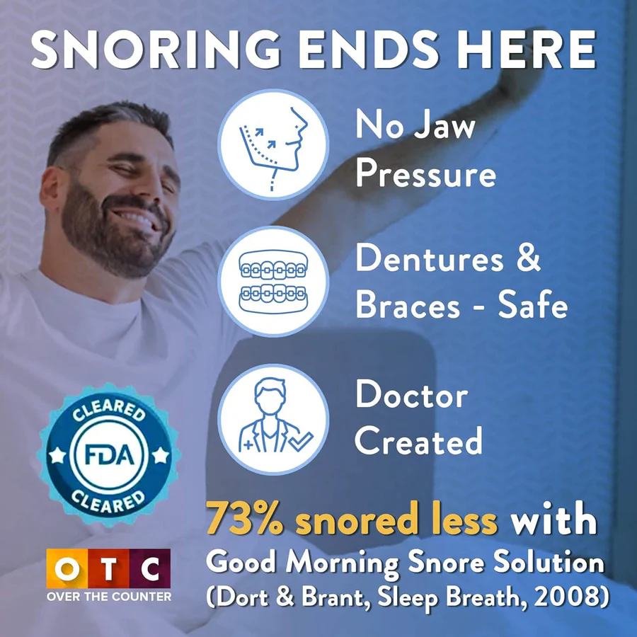 Snoring Ends Here - FDA Cleared, Doctor Created, 73% Snored Less in Clinical Trial